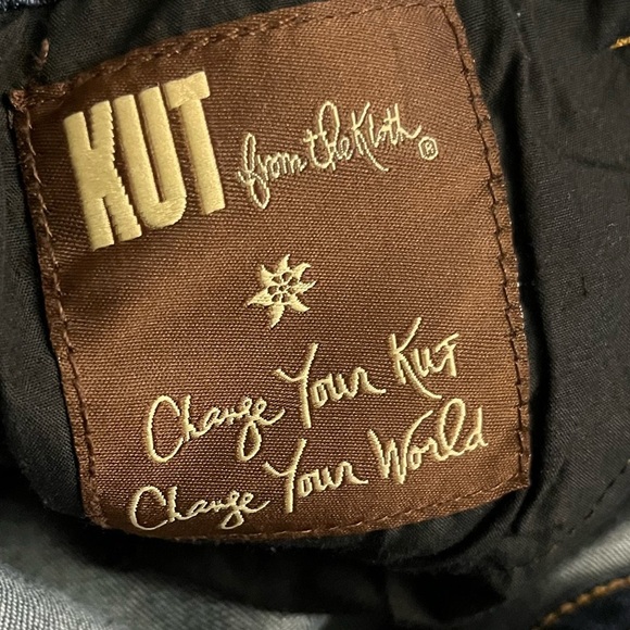 Kut from the Kloth Dark Wash Straight Leg Cuffed Hem Cropped Jeans Sz 6 - Picture 8 of 10